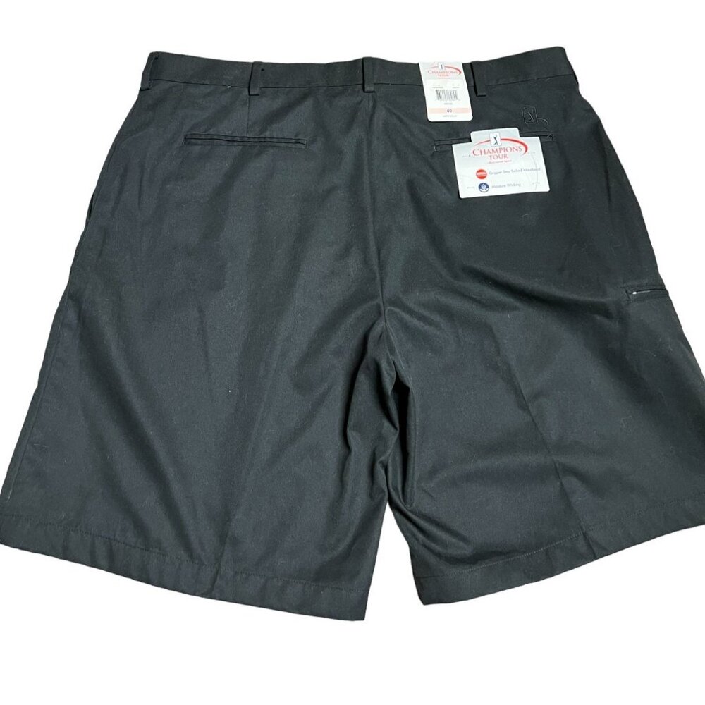 Mens Champions Tour Black Golf Shorts Size 40 Moisture Wicking  Gripper Waistban - Picture 2 of 5